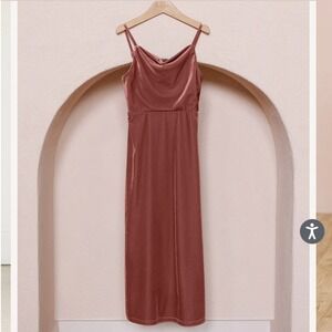 Revelry JUNIORS SKYE Velvet Dress DUSTY ROSE MAXI Party Dress GIRL MEDIUM